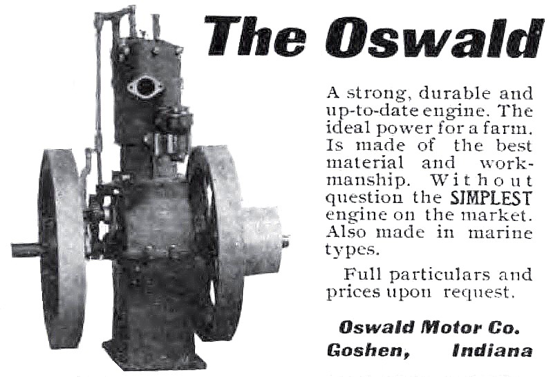 Oswald Motor Co. 1907 AdOswald Motor Co., Gas Engine