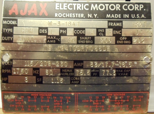 Photo Index - Ajax Electric Motor Corp. - M-3-184T drip proof single