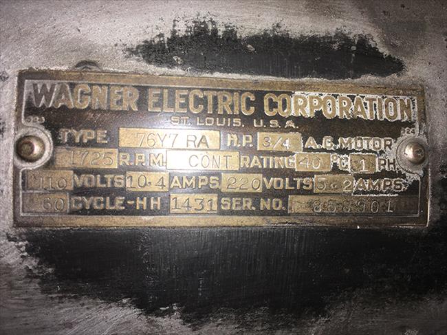 Photo Index - Wagner Electric Corp. - 76Y7RA | VintageMachinery.org